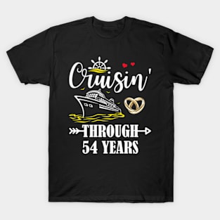 Cruising Through 54 Years Family 54th Anniversary Cruise Couple T-Shirt